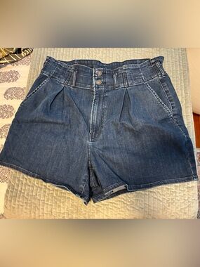 Express Dark Blue High-Rise Jean Shorts